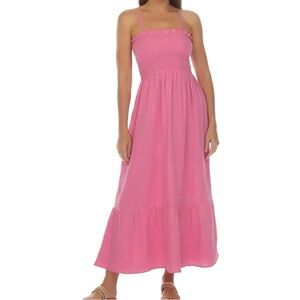 Raviya Pink Sleeveless Halter Sundress Resort Wear